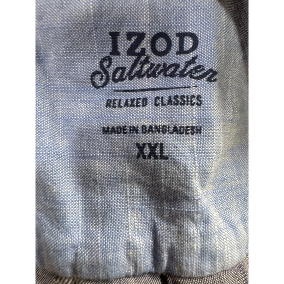Izod Saltwater Relaxed Classics XXL Mens Plaid Short-Sleeve Button-Up Shirt Blue - Picture 4 of 4